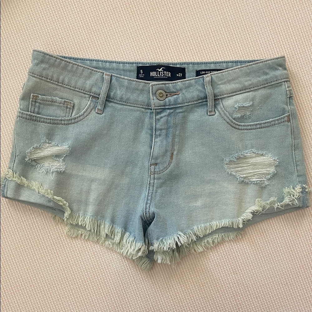 Hollister Distressed Light Blue Jean Shorts